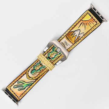 American Darling I watch Strap Genuine Leather With Beautiful Cactus Hand Painted Smart